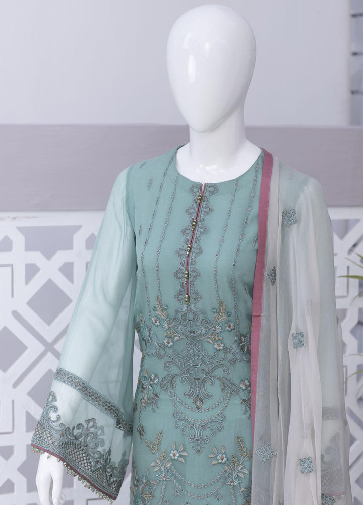 Flossie Embroidered Chiffon Suits Unstitched 3 Piece FS23NF N-701 Parasailing - Festive Collection