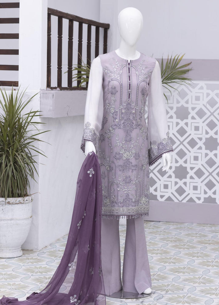 Flossie Embroidered Chiffon Suits Unstitched 3 Piece FS23NF N-702 Orchid Hush - Festive Collection