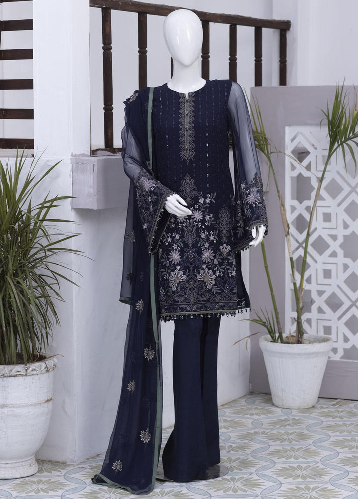 Flossie Embroidered Chiffon Suits Unstitched 3 Piece FS23NF N-706 Rhodonite - Festive Collection
