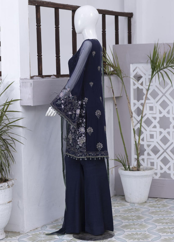Flossie Embroidered Chiffon Suits Unstitched 3 Piece FS23NF N-706 Rhodonite - Festive Collection
