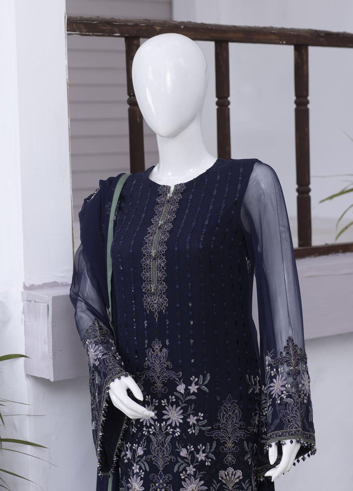 Flossie Embroidered Chiffon Suits Unstitched 3 Piece FS23NF N-706 Rhodonite - Festive Collection