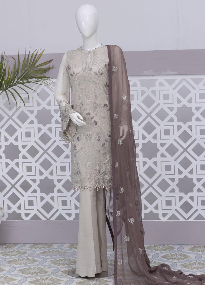 Flossie Embroidered Chiffon Suits Unstitched 3 Piece FS23NF N-710 Eggnog - Festive Collection