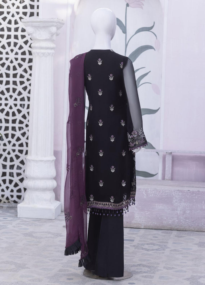 Flossie Embroidered Chiffon Suits Unstitched 3 Piece FS23NF N-802 Black Coffee - Festive Collection