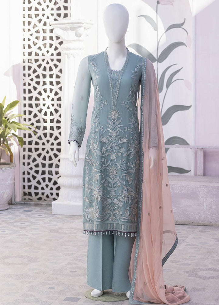 Flossie Embroidered Chiffon Suits Unstitched 3 Piece FS23NF N-803 Dusty Jade - Festive Collection