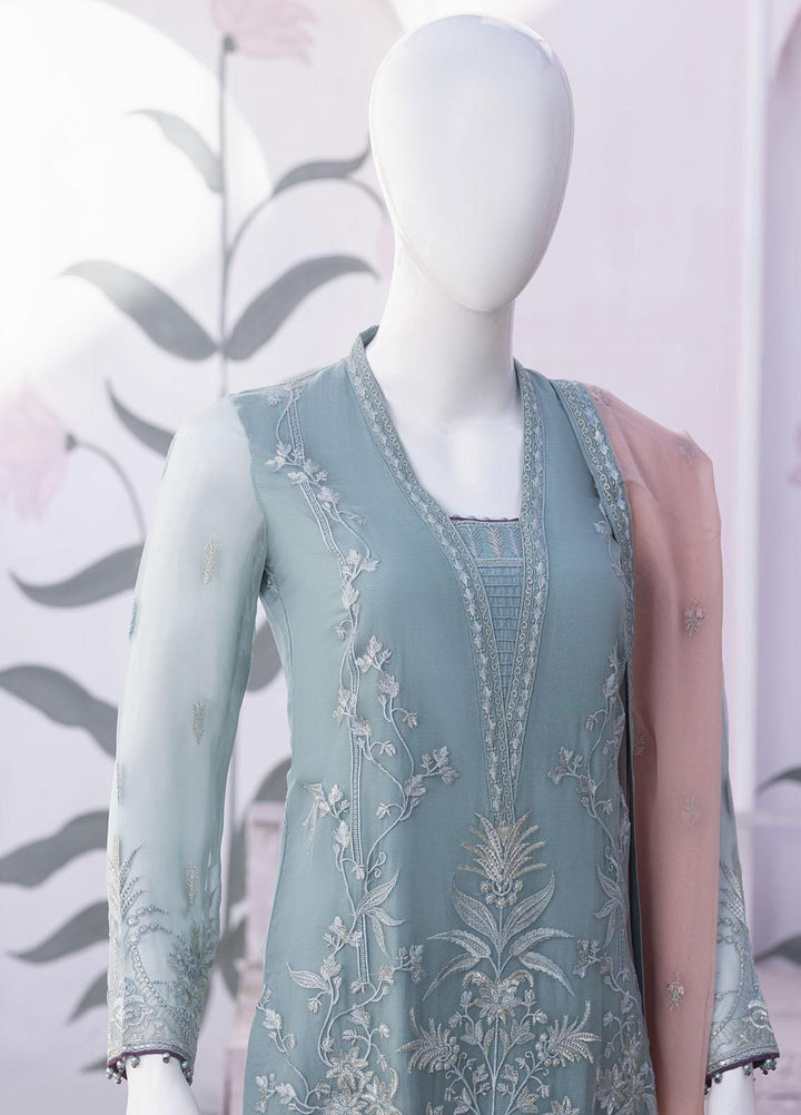 Flossie Embroidered Chiffon Suits Unstitched 3 Piece FS23NF N-803 Dusty Jade - Festive Collection