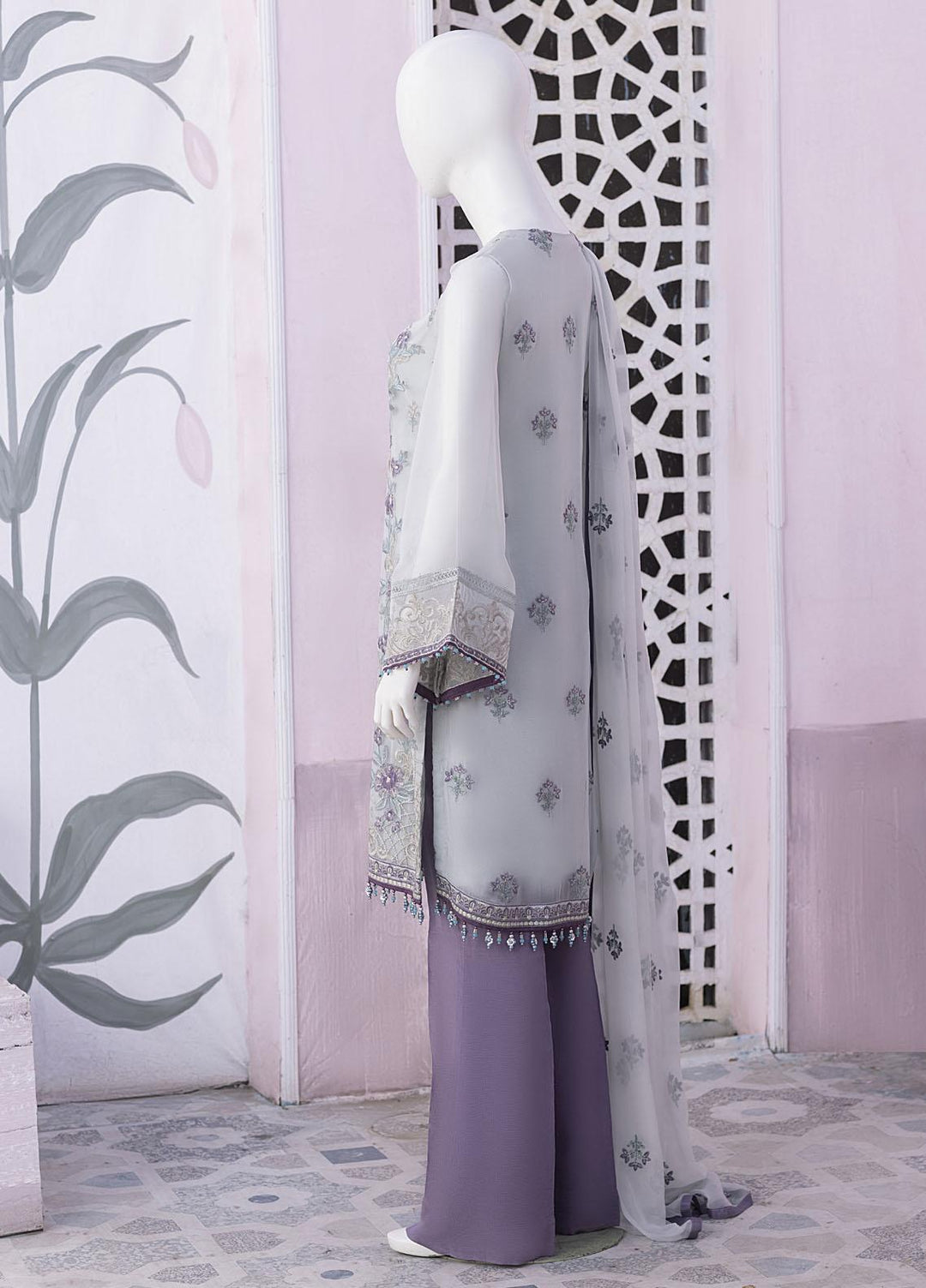 Flossie Embroidered Chiffon Suits Unstitched 3 Piece FS23NF N-804 Hush Green - Festive Collection