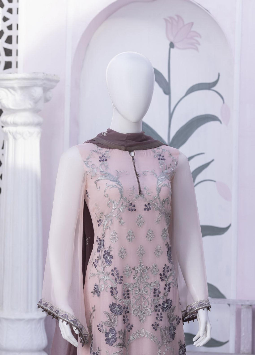 Flossie Embroidered Chiffon Suits Unstitched 3 Piece FS23NF N-806 Ballerina - Festive Collection