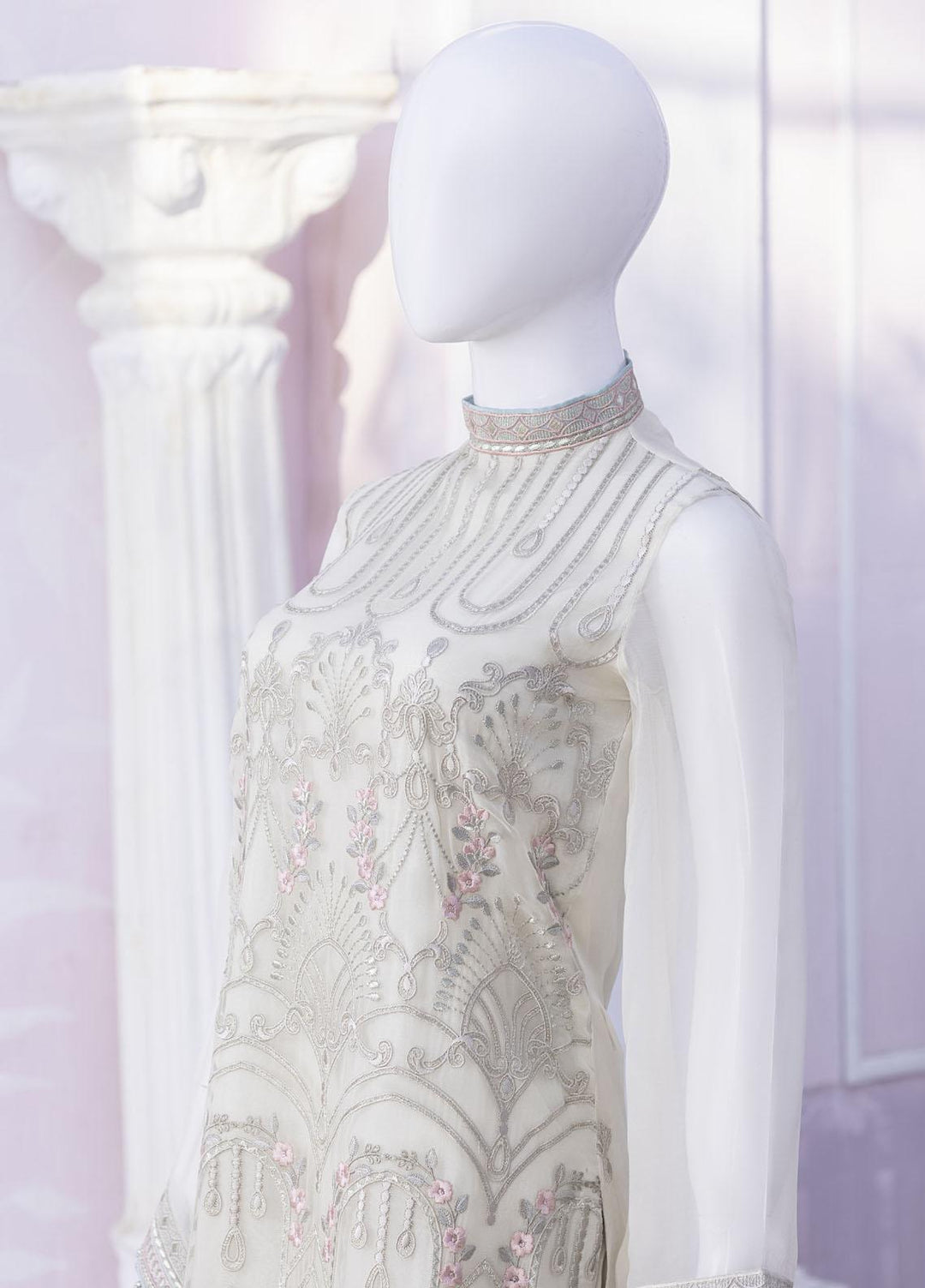 Flossie Embroidered Chiffon Suits Unstitched 3 Piece FS23NF N-807 Pear Sorbet - Festive Collection