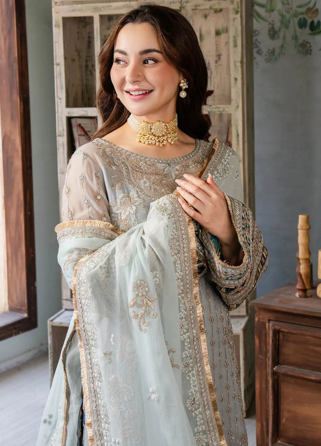 Naina By Imrozia Embroidered Chiffon Suit Unstitched 3 Piece IMP24N I-190 Rumman - Formals Collection