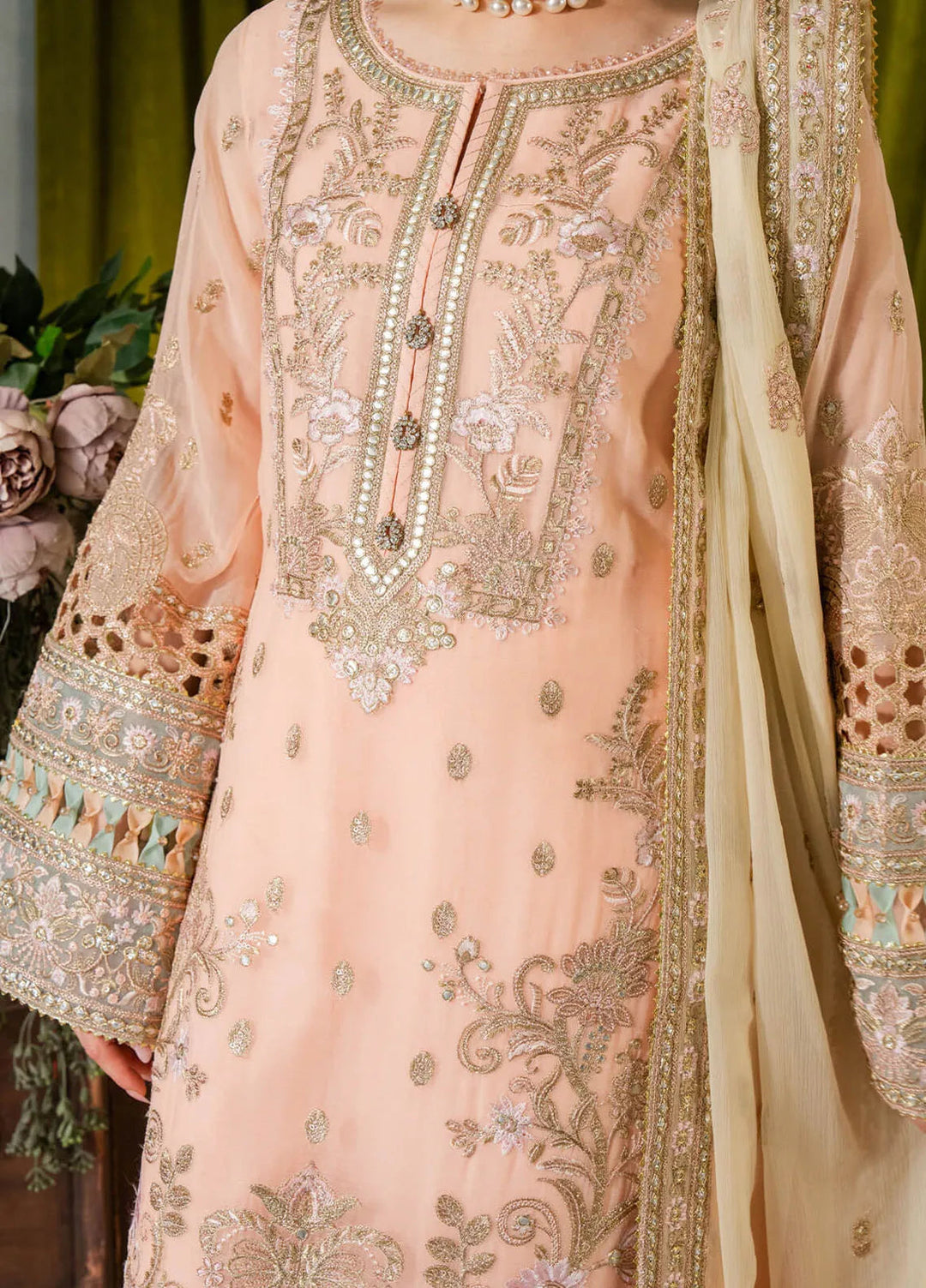 Naina By Imrozia Embroidered Chiffon Suit Unstitched 3 Piece IMP24N I-193 Kashud - Formals Collection