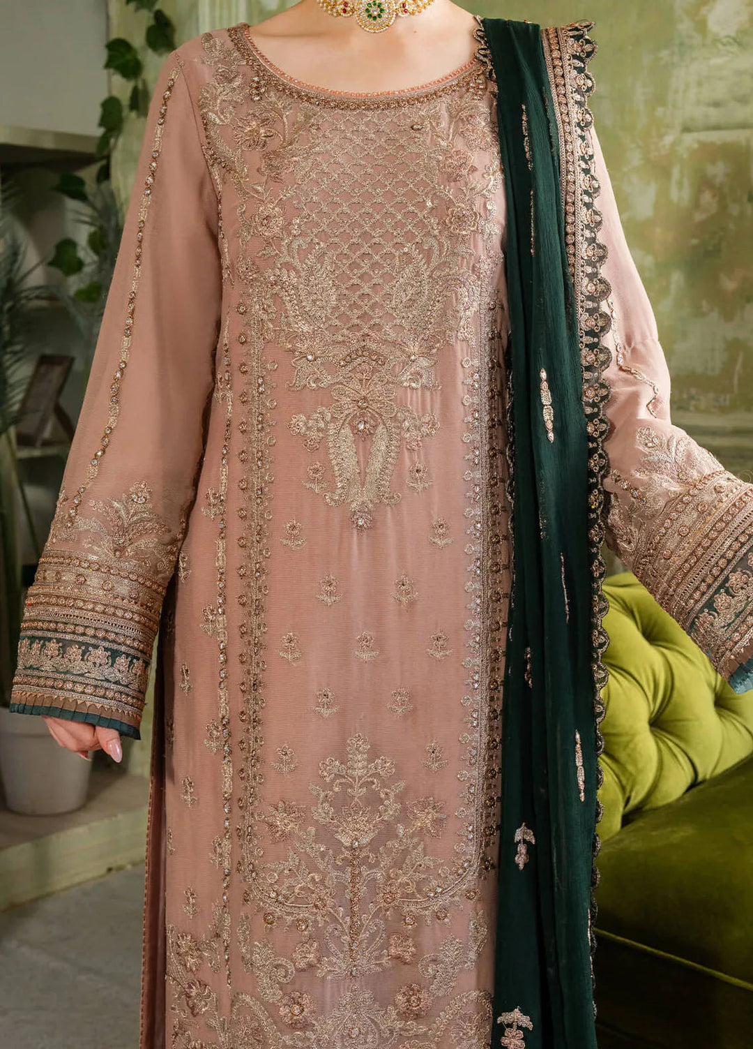 Naina By Imrozia Embroidered Chiffon Suit Unstitched 3 Piece IMP24N I-195 Gul - Formals Collection