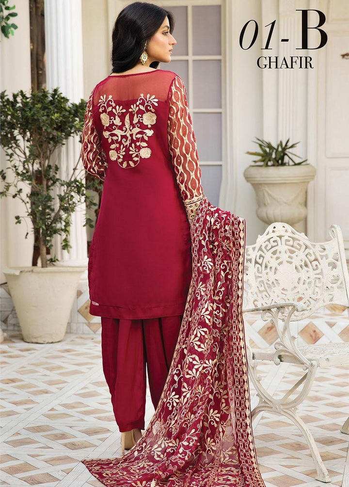 Nainsukh by House of Nawab Embroidered Organza Suits Unstitched 3 Piece HON22-N2 Ghafir 1B - Luxury Collection