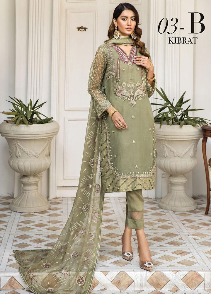 Nainsukh by House of Nawab Embroidered Organza Suits Unstitched 3 Piece HON22-N2 Kibrat 3B - Luxury Collection