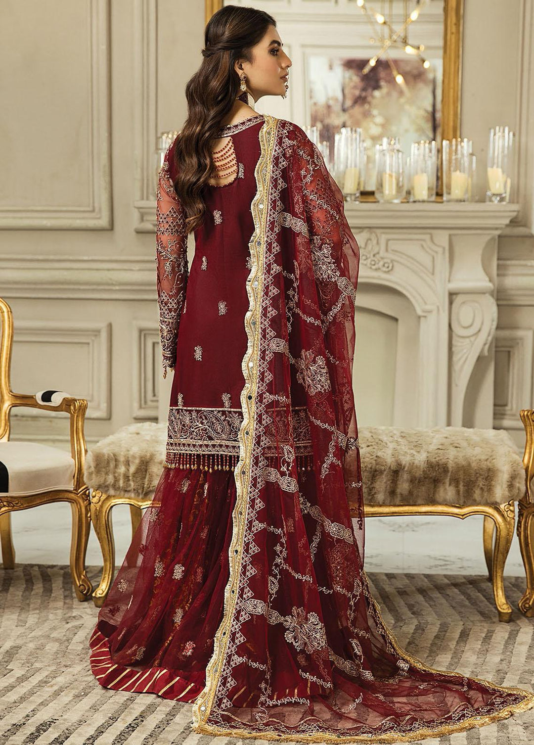 Nainsukh by House of Nawab Embroidered Net Suits Unstitched 3 Piece HON23-N3 03 Sanea (A) - Luxury Collection