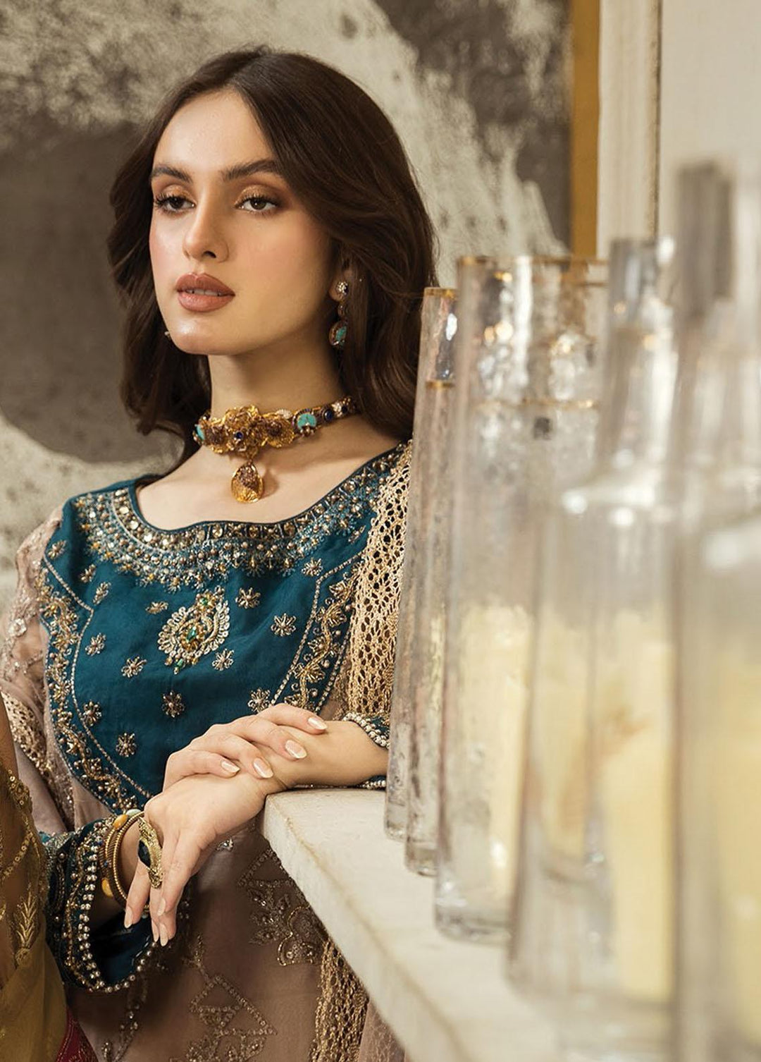 Nainsukh by House of Nawab Embroidered Organza Suits Unstitched 3 Piece HON23-N3 04 Hana (B) - Luxury Collection