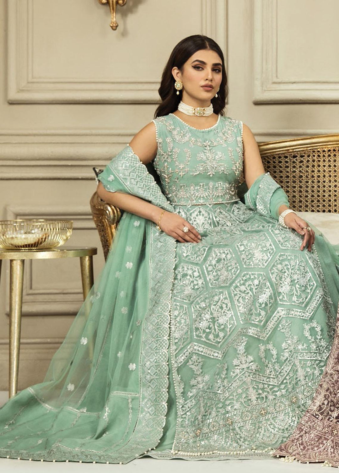 Nainsukh by House of Nawab Embroidered Net Suits Unstitched 3 Piece HON23-N3 05 Farisha (A) - Luxury Collection