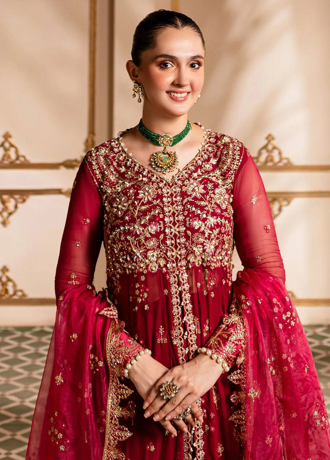 Naira by Roheenaz Embroidered Chiffon Suit Unstitched 4 Piece ENZ24N RNZ-01 Dua - Luxury Collection