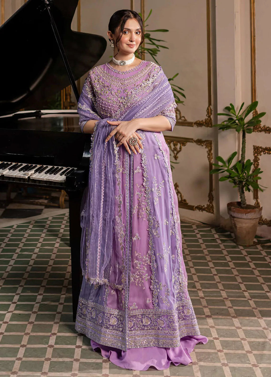 Naira by Roheenaz Embroidered Chiffon Suit Unstitched 4 Piece ENZ24N RNZ-05 Selina - Luxury Collection