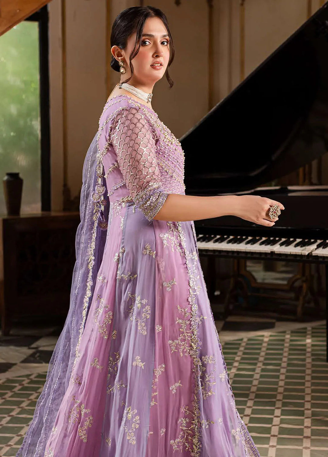 Naira by Roheenaz Embroidered Chiffon Suit Unstitched 4 Piece ENZ24N RNZ-05 Selina - Luxury Collection