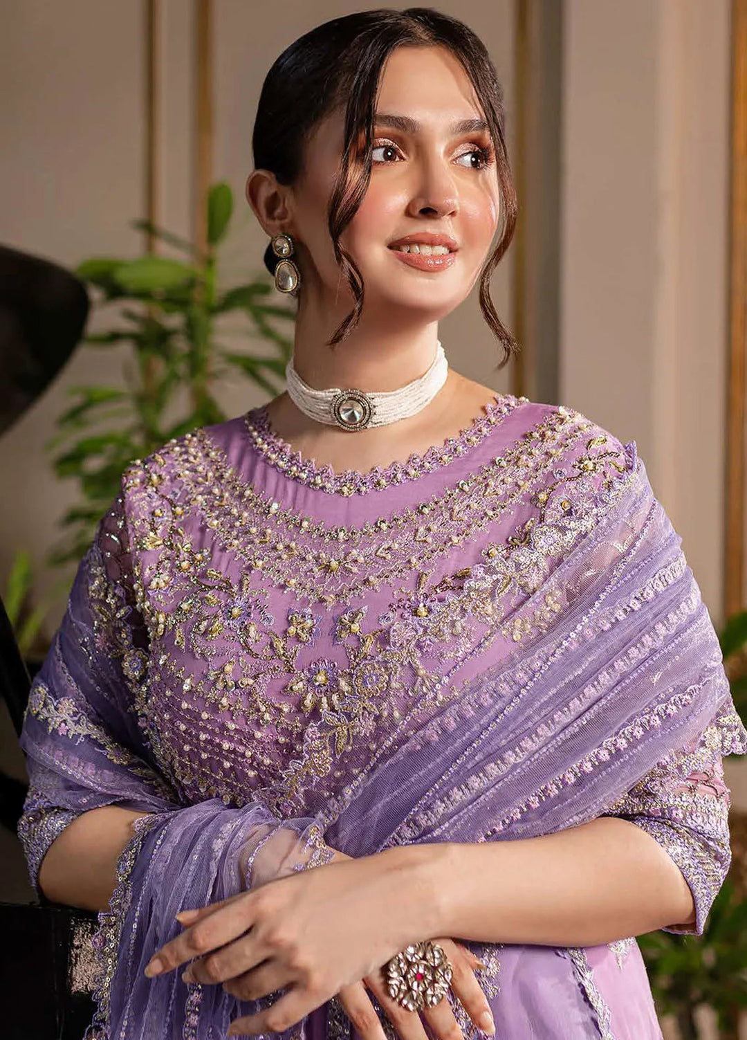 Naira by Roheenaz Embroidered Chiffon Suit Unstitched 4 Piece ENZ24N RNZ-05 Selina - Luxury Collection