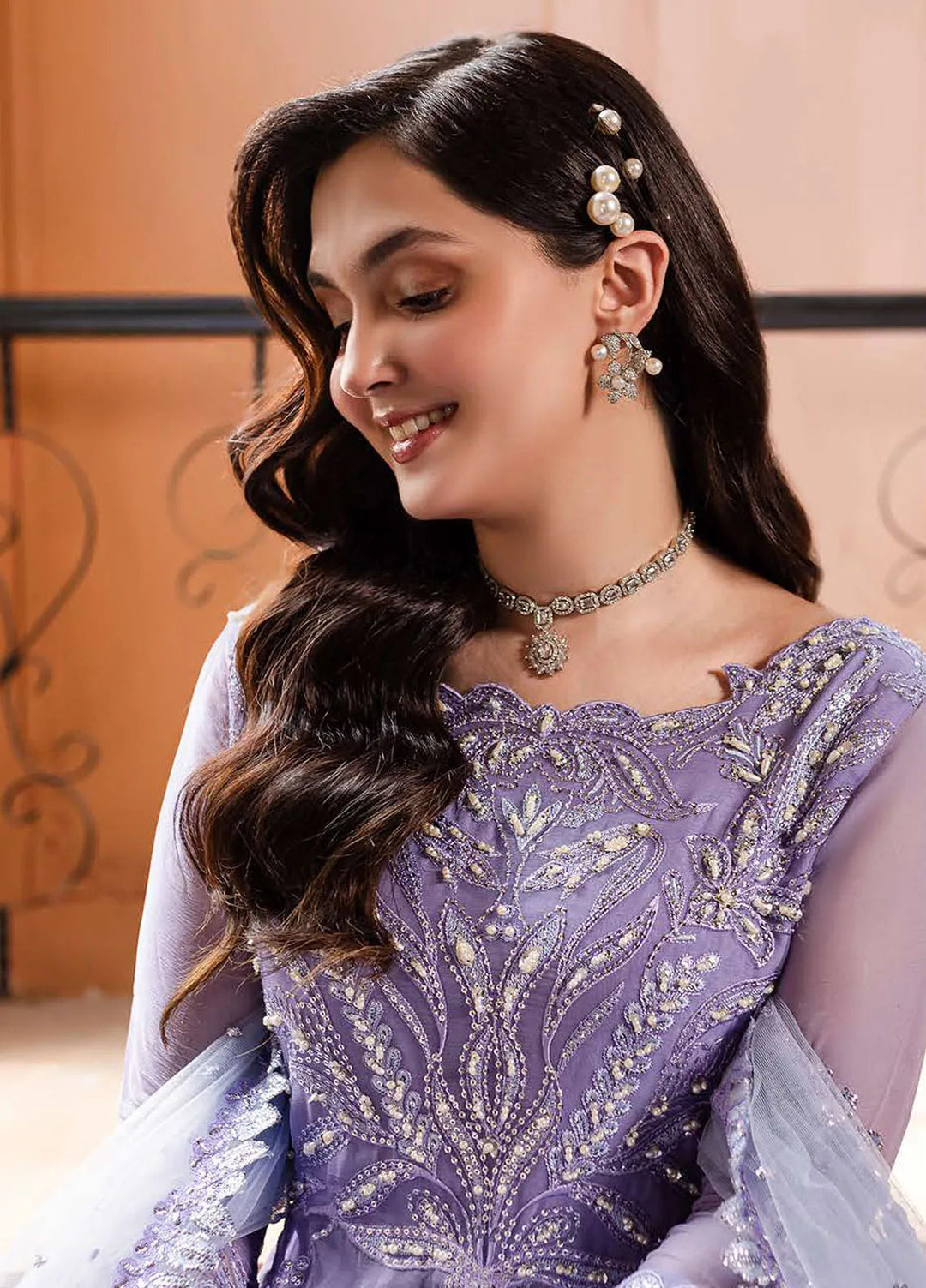 Naira by Roheenaz Embroidered Chiffon Suit Unstitched 4 Piece ENZ24N RNZ-06 Zaina - Luxury Collection