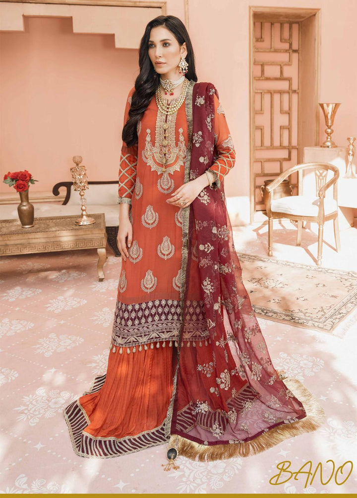 Namal By Sanaya Embroidered Chiffon Suits Unstitched 3 Piece SNY21N 01 BANO - Wedding Collection