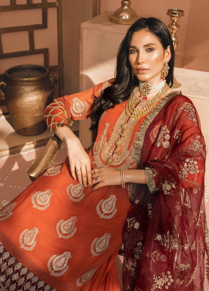 Namal By Sanaya Embroidered Chiffon Suits Unstitched 3 Piece SNY21N 01 BANO - Wedding Collection