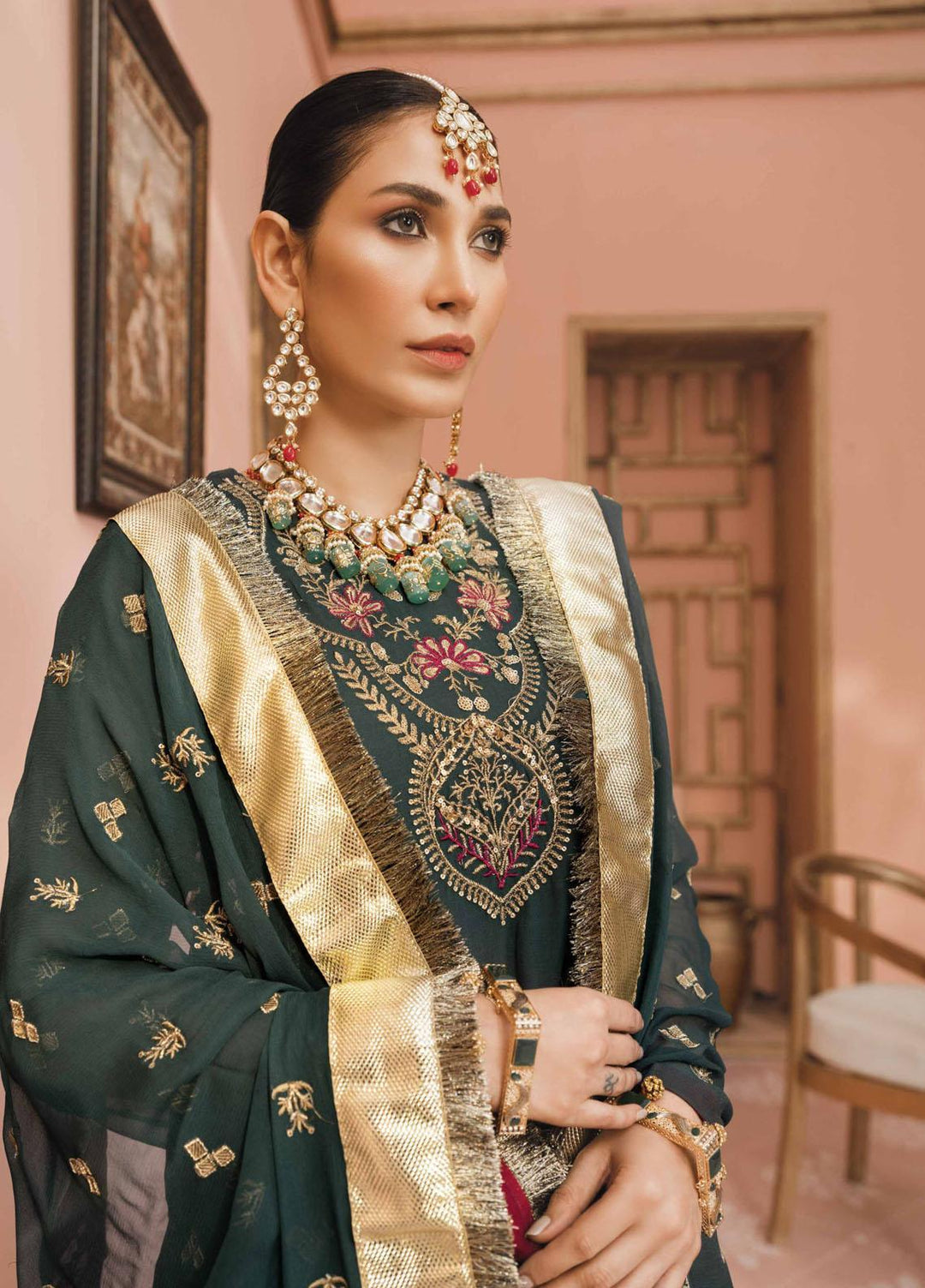 Namal By Sanaya Embroidered Chiffon Suits Unstitched 3 Piece SNY21N 05 NAZMIN - Wedding Collection