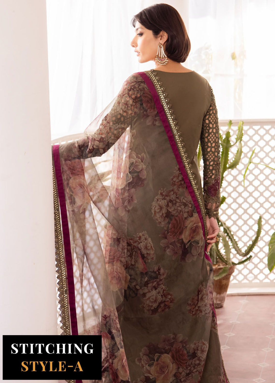 Nani Ka Ghar by Iznik Embroidered Lawn Suits Unstitched 3 Piece IZ24NG NKG-10 Surmai - Luxury Eid Collection