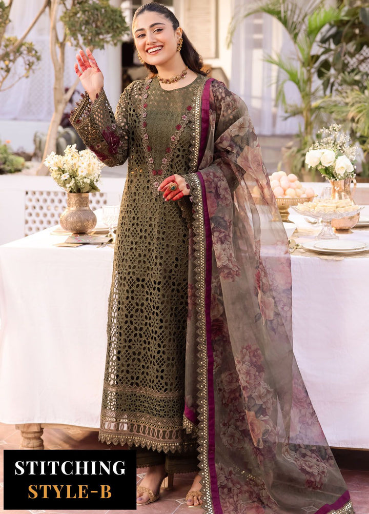 Nani Ka Ghar by Iznik Embroidered Lawn Suits Unstitched 3 Piece IZ24NG NKG-10 Surmai - Luxury Eid Collection