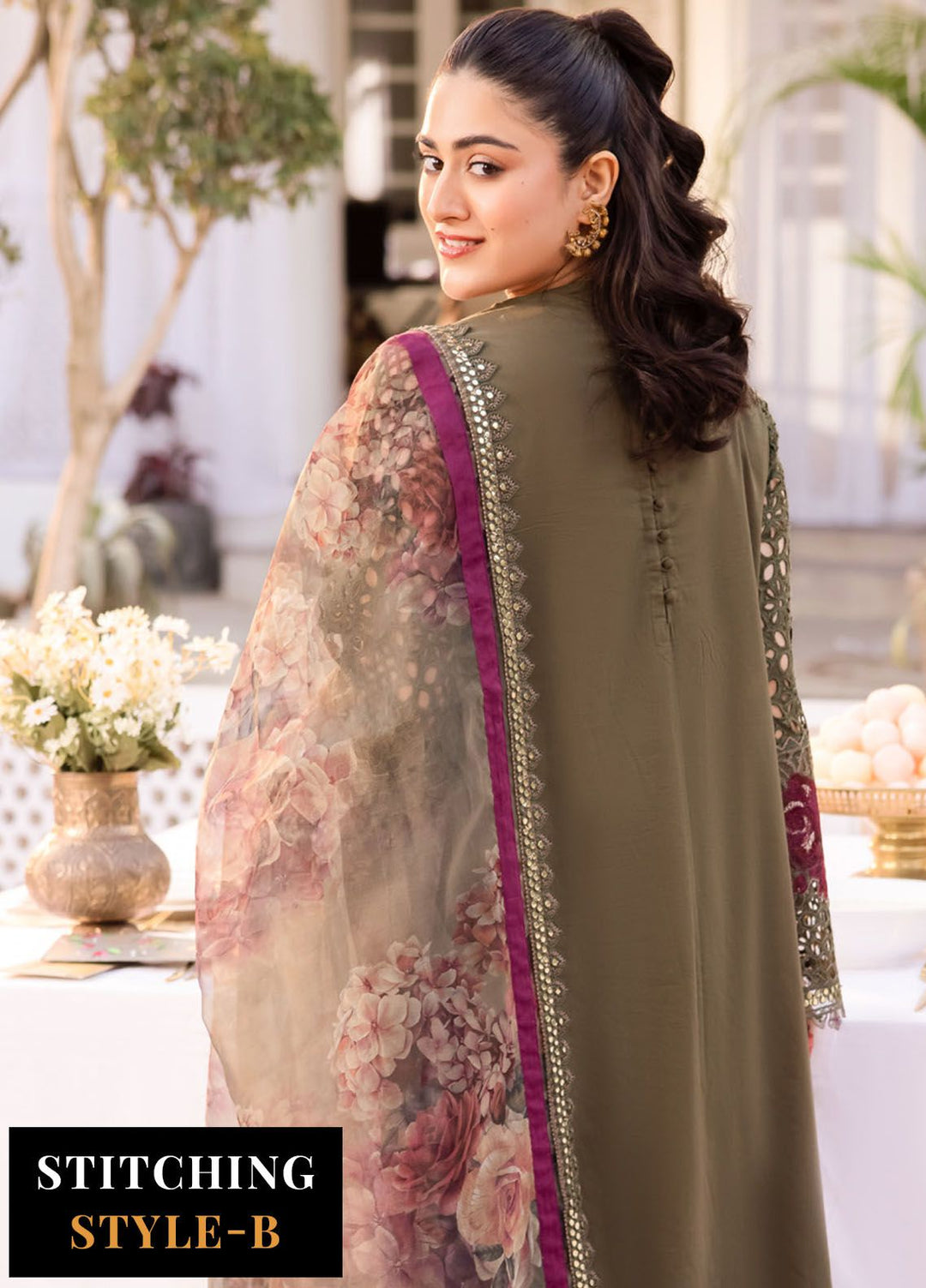 Nani Ka Ghar by Iznik Embroidered Lawn Suits Unstitched 3 Piece IZ24NG NKG-10 Surmai - Luxury Eid Collection