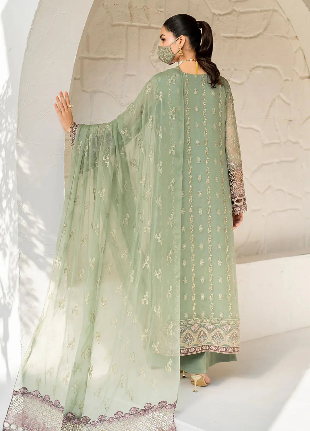 Naqsh by Safeera Embroidered Chiffon Suit Unstitched 3 Piece FL24NQ S-1406 - Formal Collection