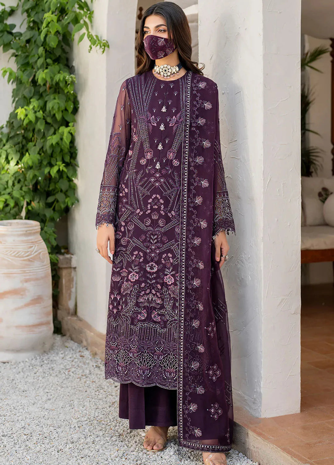Naqsh by Safeera Embroidered Chiffon Suit Unstitched 3 Piece FL24NQ S-1409 - Formal Collection