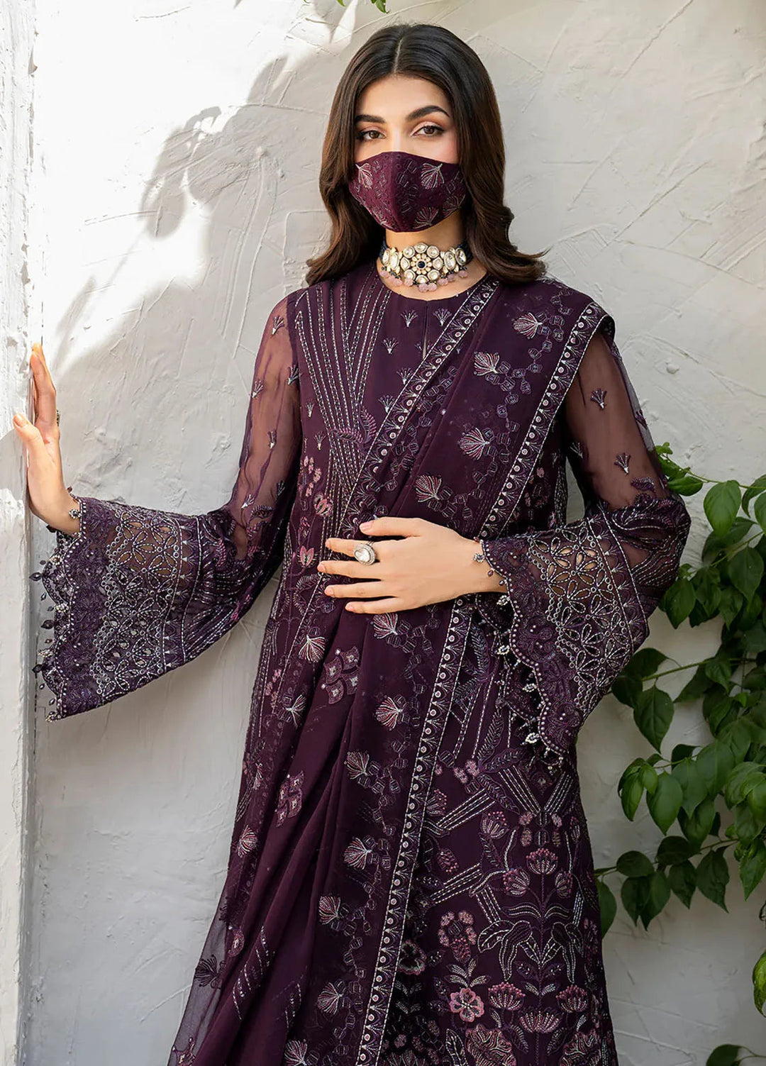 Naqsh by Safeera Embroidered Chiffon Suit Unstitched 3 Piece FL24NQ S-1409 - Formal Collection