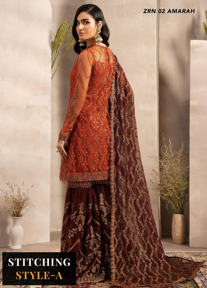 Naqsh By Zarif Embroidered Net Suits Unstitched 4 Piece ZR25UF ZRN 02 Amarah - Festive Collection