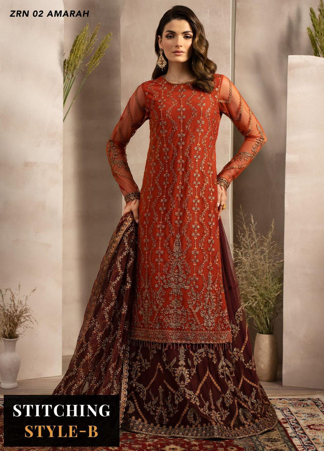 Naqsh By Zarif Embroidered Net Suits Unstitched 4 Piece ZR25UF ZRN 02 Amarah - Festive Collection