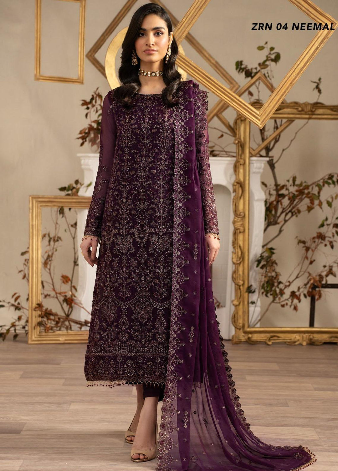 Naqsh By Zarif Embroidered Chiffon Suits Unstitched 3 Piece ZR25UF ZRN 04 Neemal - Festive Collection