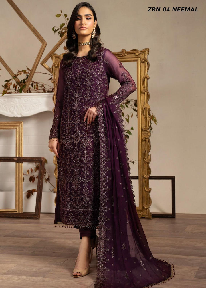 Naqsh By Zarif Embroidered Chiffon Suits Unstitched 3 Piece ZF23NQ ZRN 04 Neemal - Festive Collection