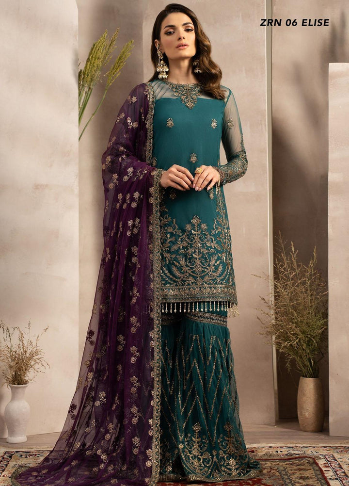 Naqsh By Zarif Embroidered Net Suits Unstitched 4 Piece ZR25UF ZRN 06 Elise - Festive Collection