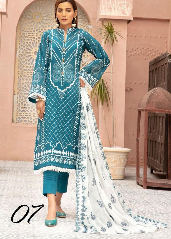 Naqsh By Riaz Arts Embroidered Lawn Suits Unstitched 3 Piece RA21-N5 07 - Summer Collection
