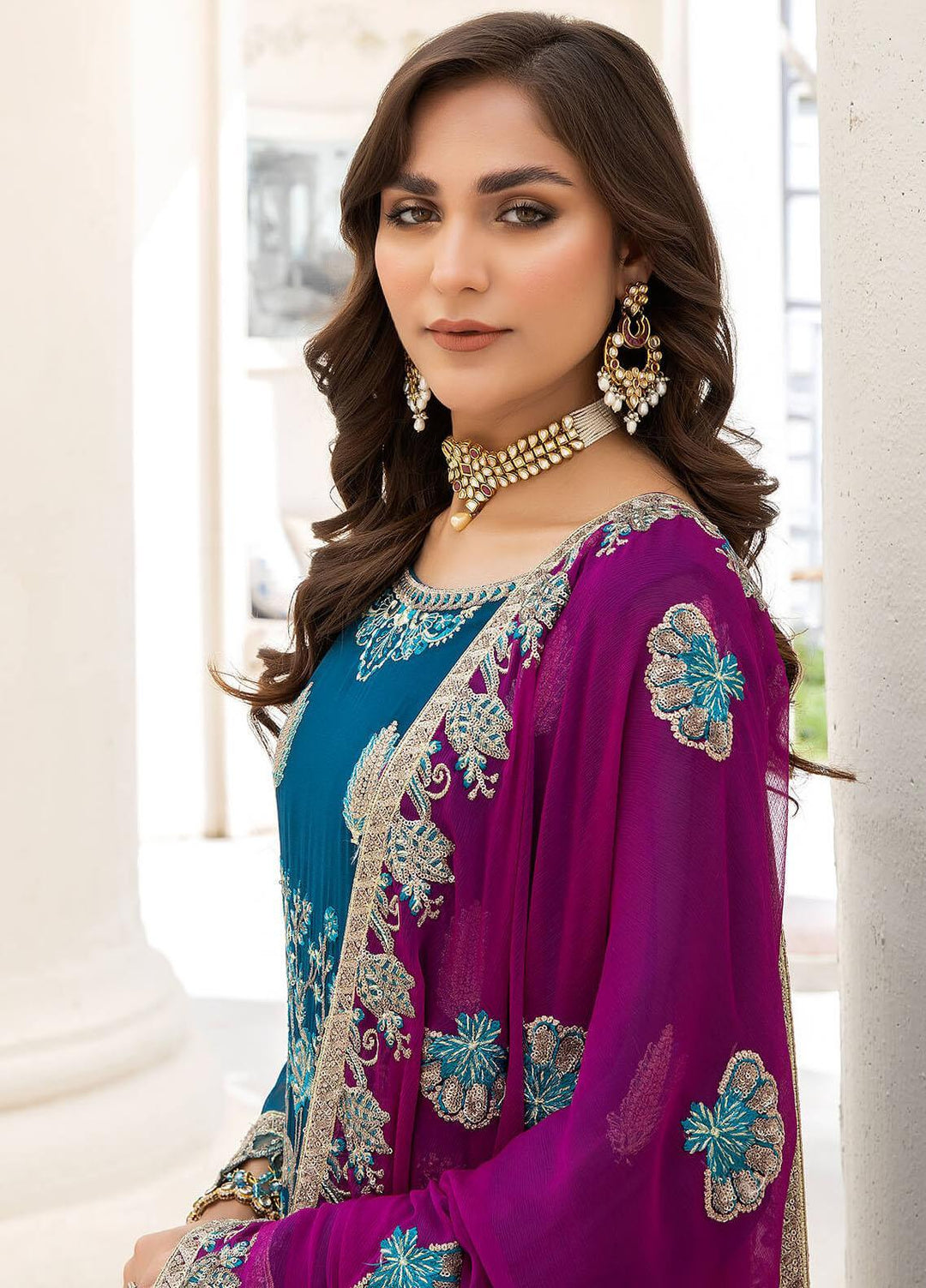 Naqsh Majestic By Imrozia Premium Embroidered Chiffon Suits Unstitched 3 Piece IMP23NM M-52 Martha - Festive Collection