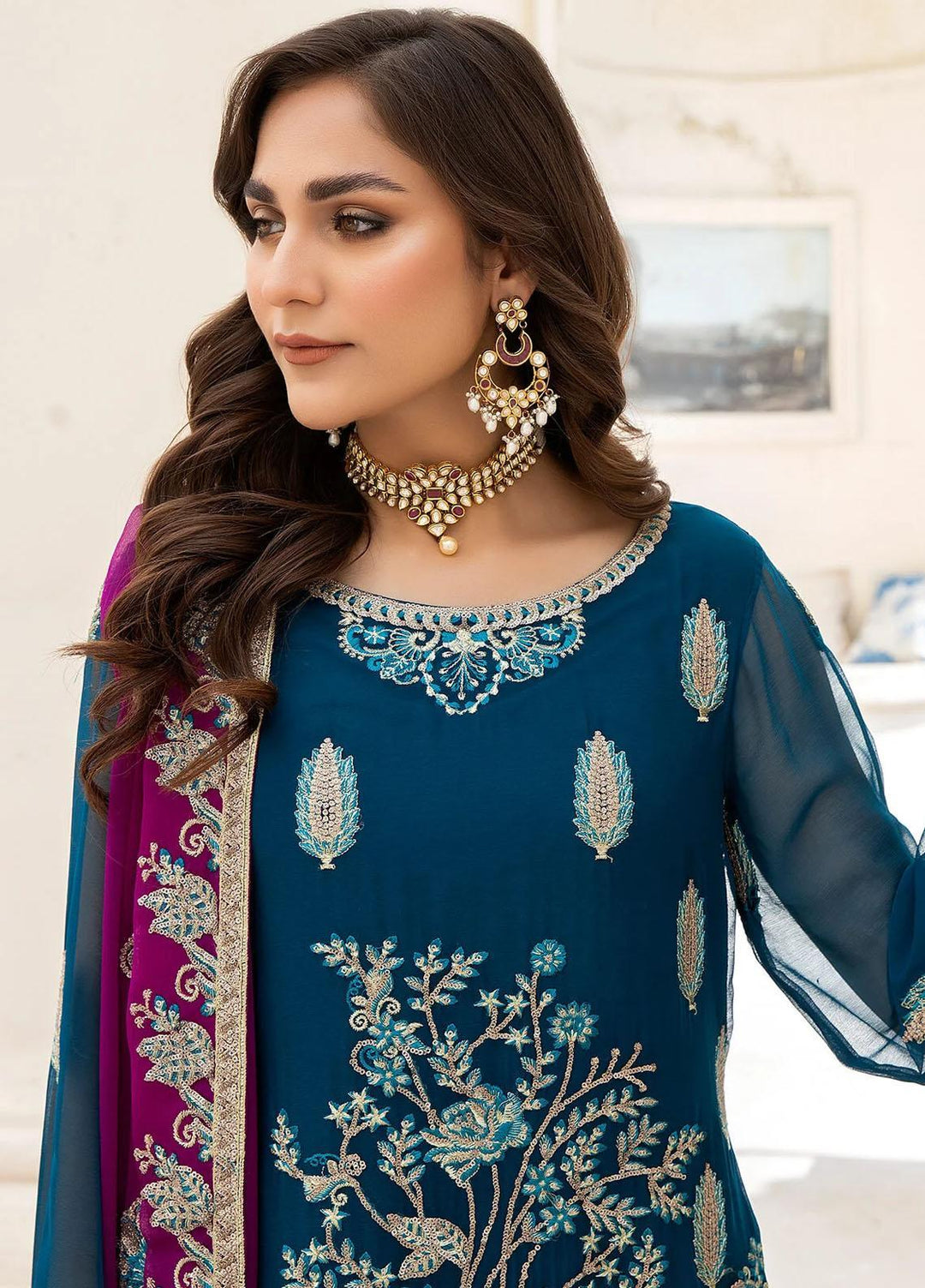 Naqsh Majestic By Imrozia Premium Embroidered Chiffon Suits Unstitched 3 Piece IMP23NM M-52 Martha - Festive Collection