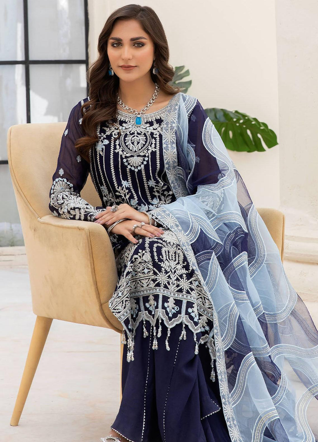 Naqsh Majestic By Imrozia Premium Embroidered Chiffon Suits Unstitched 3 Piece IMP23NM M-54 Zoe - Festive Collection