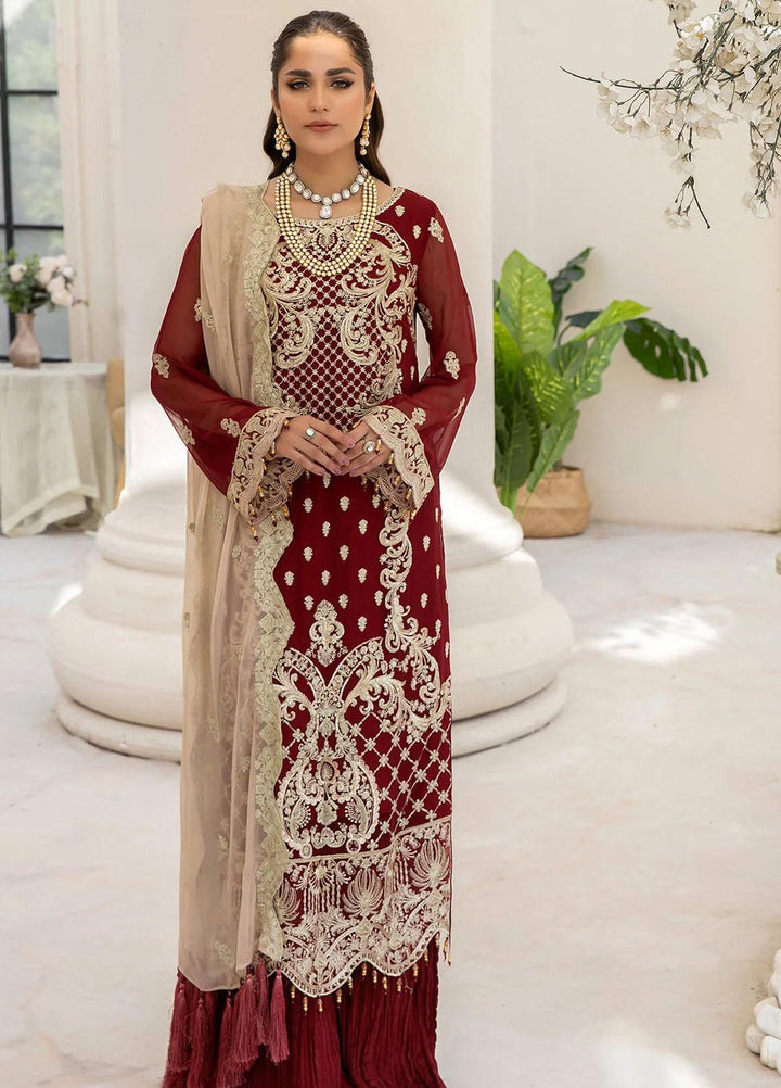 Naqsh Majestic By Imrozia Premium Embroidered Chiffon Suits Unstitched 3 Piece IMP23NM M-55 Sienna - Festive Collection