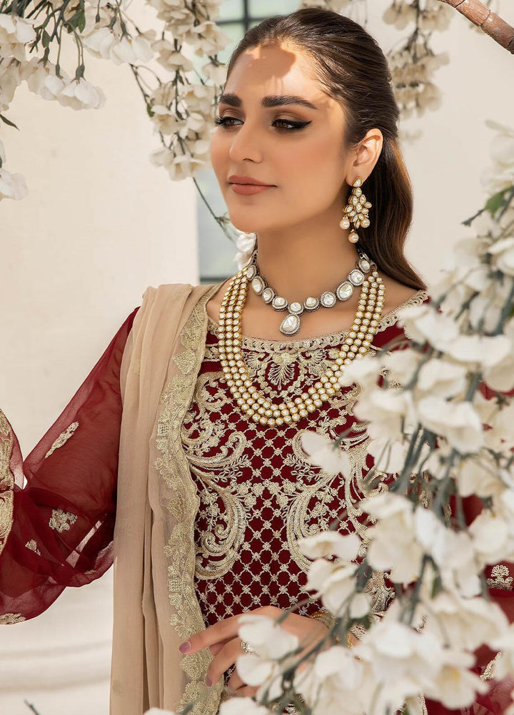 Naqsh Majestic By Imrozia Premium Embroidered Chiffon Suits Unstitched 3 Piece IMP23NM M-55 Sienna - Festive Collection