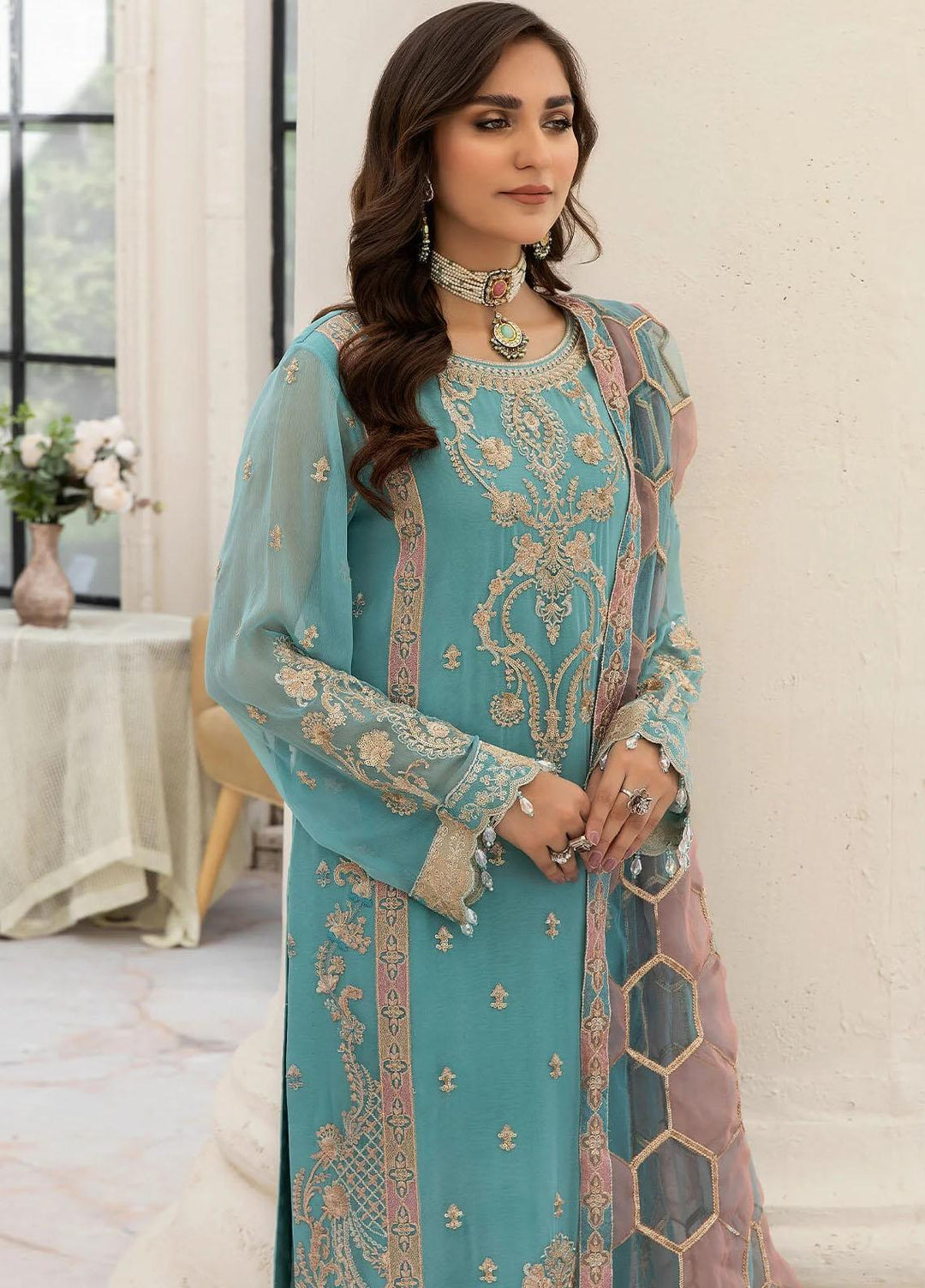 Naqsh Majestic By Imrozia Premium Embroidered Chiffon Suits Unstitched 3 Piece IMP23NM M-56 Maisie - Festive Collection