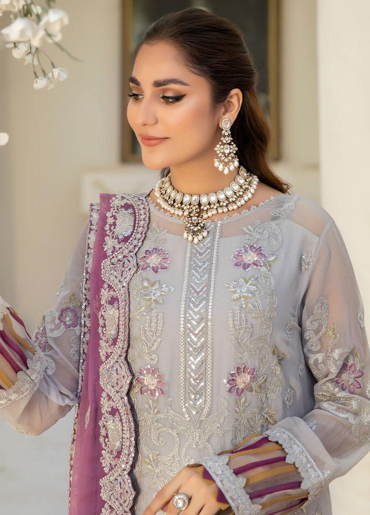 Naqsh Majestic By Imrozia Premium Embroidered Chiffon Suits Unstitched 3 Piece IMP23NM M-57 Ivy - Festive Collection