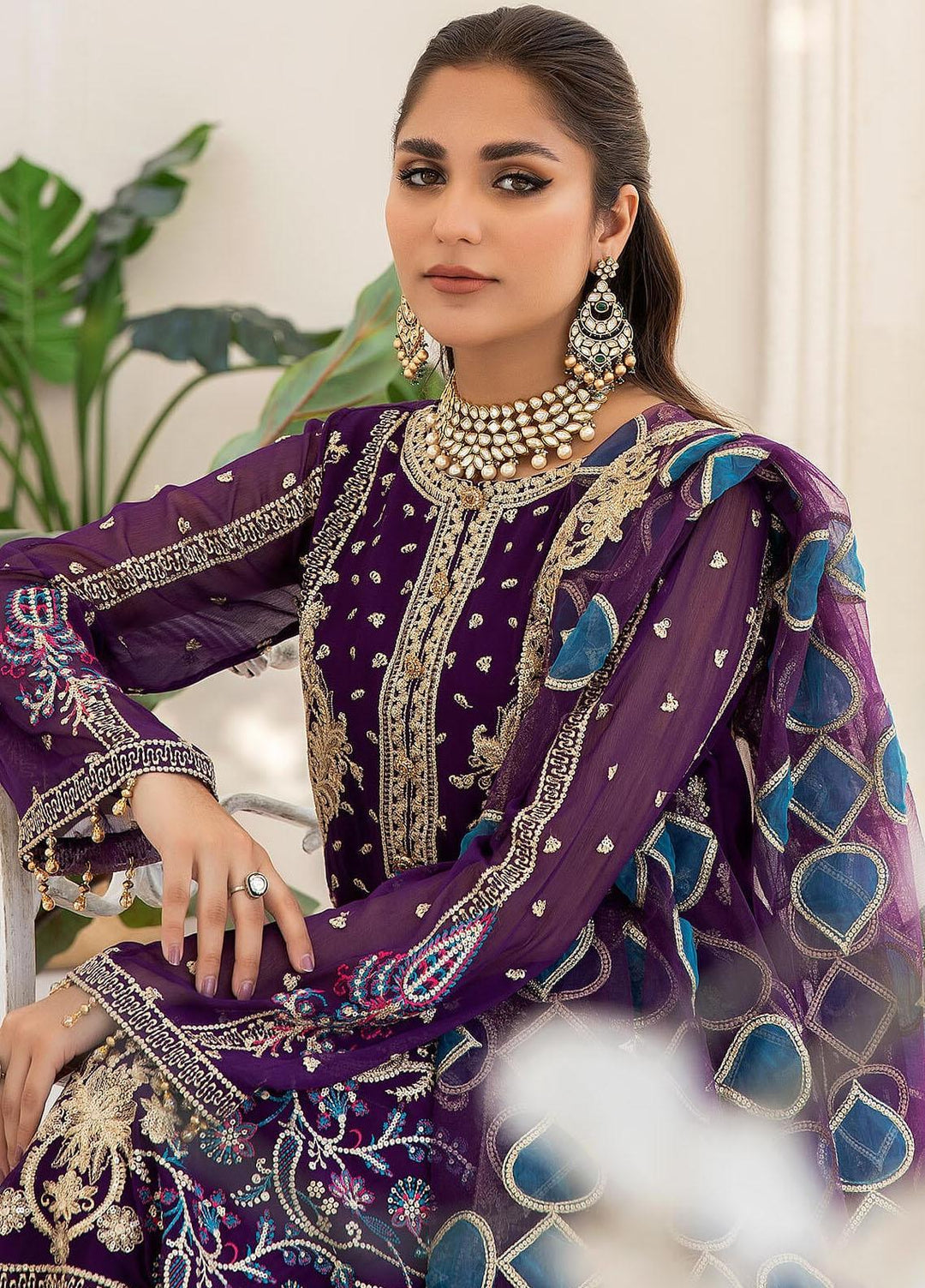 Naqsh Majestic By Imrozia Premium Embroidered Chiffon Suits Unstitched 3 Piece IMP23NM M-60 Zara - Festive Collection