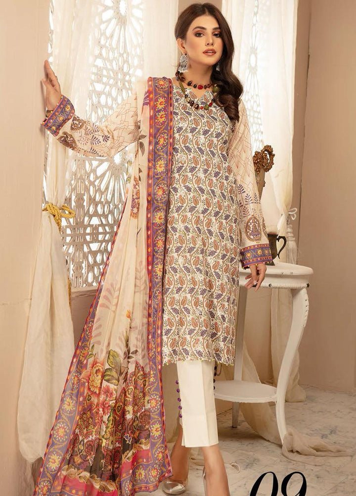 Naqsh by Riaz Arts Printed Lawn Suits Unstitched 3 Piece RA21-N6 SL-09 - Summer Collection