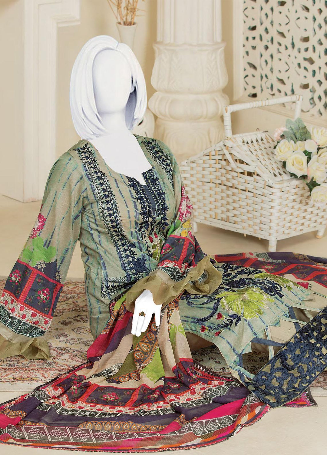 Naurang by Humdum Embroidered Lawn Suits Unstitched 3 Piece HD22NL D2 - Summer Collection